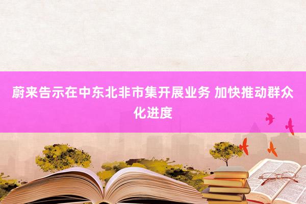 蔚来告示在中东北非市集开展业务 加快推动群众化进度